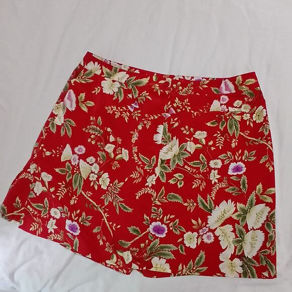 EP PRO 16 Red Floral Skort Polyester easy care no stretch see measurement photos - Picture 7 of 12